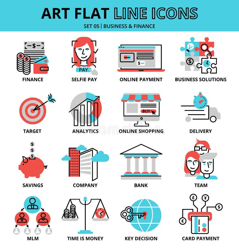 Sistema de iconos del negocio y de las finanzas, para el gráfico y el diseño web stock de ilustración Sistema de iconos del negocio y de las finanzas, para el gráfico y el diseño web stock de ilustración