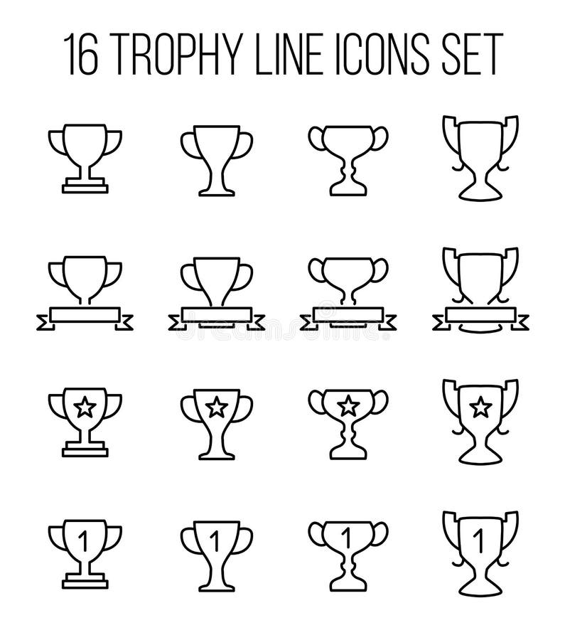 Sistema de iconos del trofeo en la línea estilo fina moderna ilustración del vector Sistema de iconos del trofeo en la línea estilo fina moderna ilustración del vector