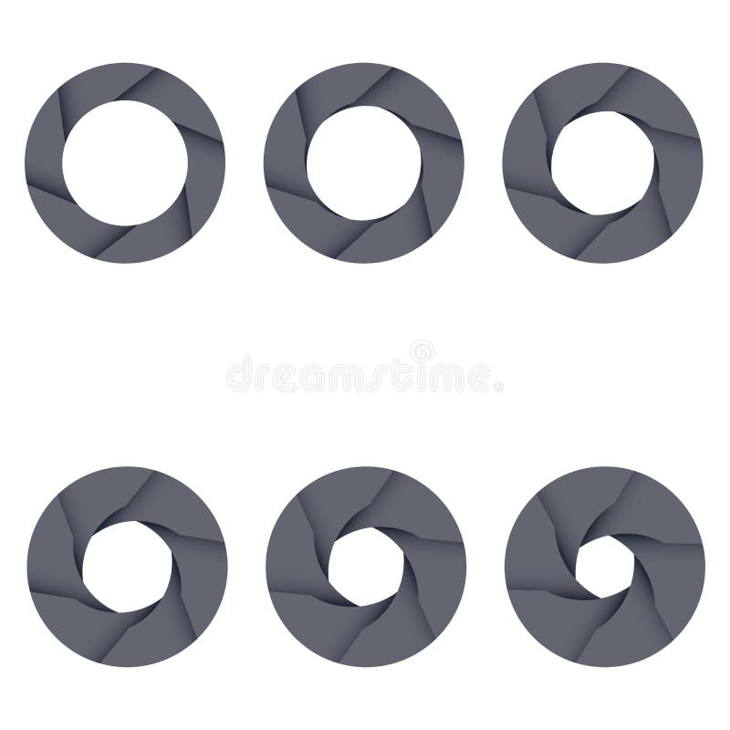 Sistema de iconos negros del obturador de cámara en blanco stock de ilustración Sistema de iconos negros del obturador de cámara en blanco stock de ilustración