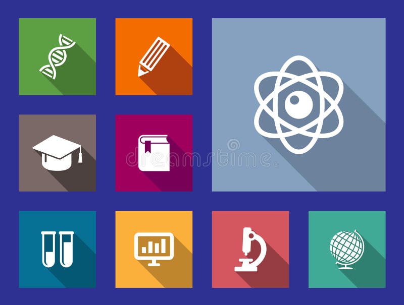 Sistema de iconos planos de la educación y de la ciencia libre illustration Sistema de iconos planos de la educación y de la ciencia libre illustration