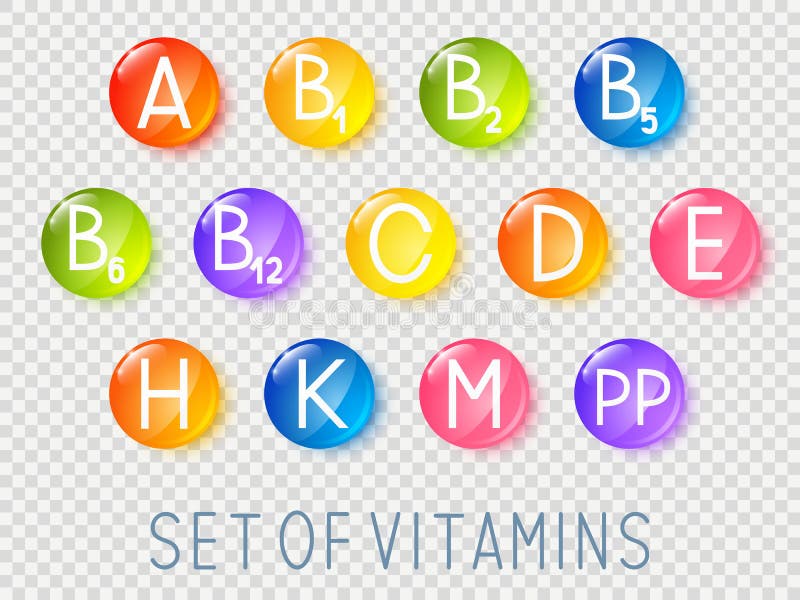 Sistema de iconos principales de las vitaminas