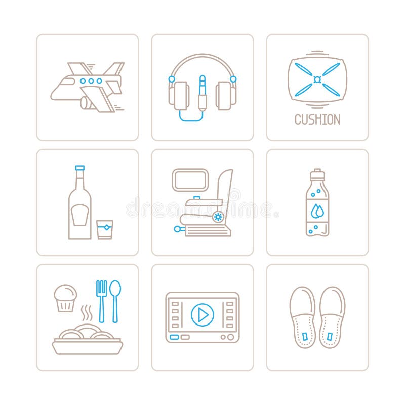Sistema de iconos y de conceptos del viaje del vector en la mono línea estilo fina libre illustration Sistema de iconos y de conceptos del viaje del vector en la mono línea estilo fina libre illustration