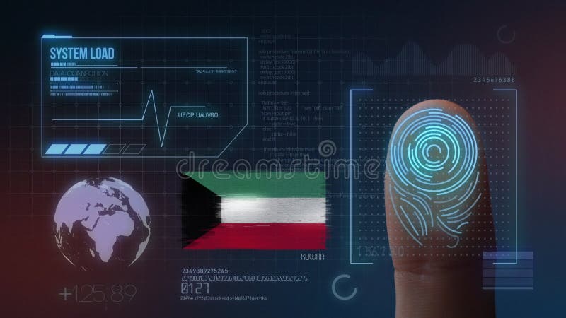 Sistema de identificação de varredura biométrico da impressão digital Nacionalidade de Kuwait fotos de stock Sistema de identificação de varredura biométrico da impressão digital Nacionalidade de Kuwait fotos de stock