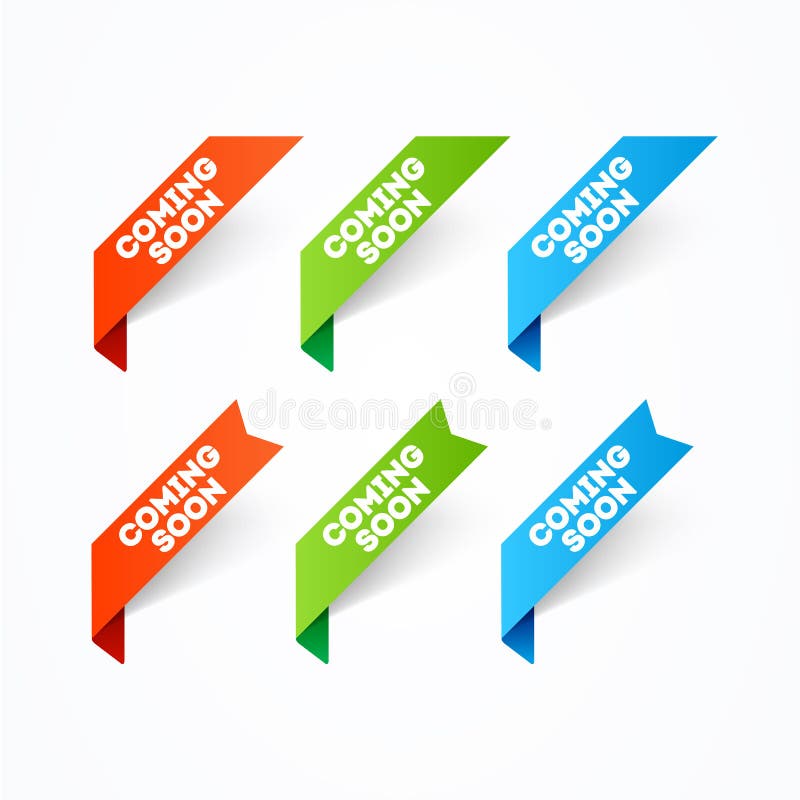 Sistema de la bandera de la esquina del ejemplo del vector que viene pronto stock de ilustración Sistema de la bandera de la esquina del ejemplo del vector que viene pronto stock de ilustración