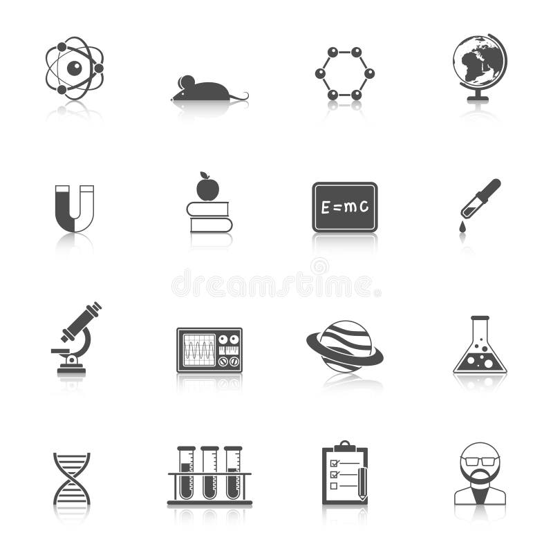 Sistema de la ciencia y del icono de la beca ilustración del vector Sistema de la ciencia y del icono de la beca ilustración del vector
