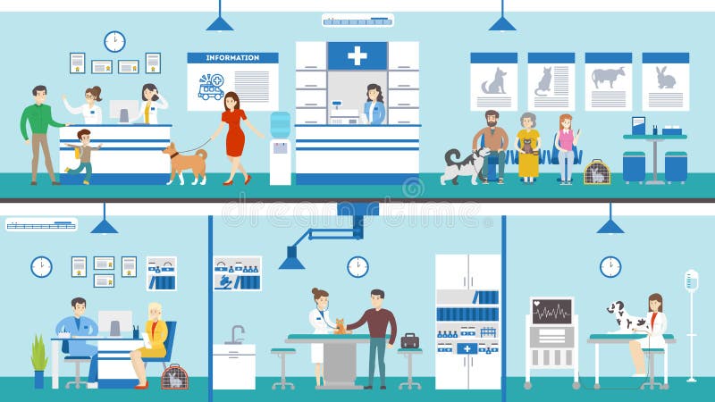 Sistema de la clínica del veterinario stock de ilustración Sistema de la clínica del veterinario stock de ilustración