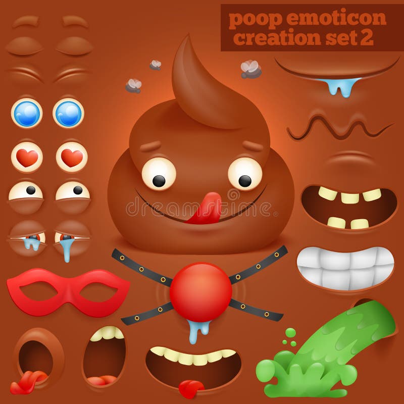 Sistema de la creación del carácter del emoticon del poo de la historieta libre illustration Sistema de la creación del carácter del emoticon del poo de la historieta libre illustration