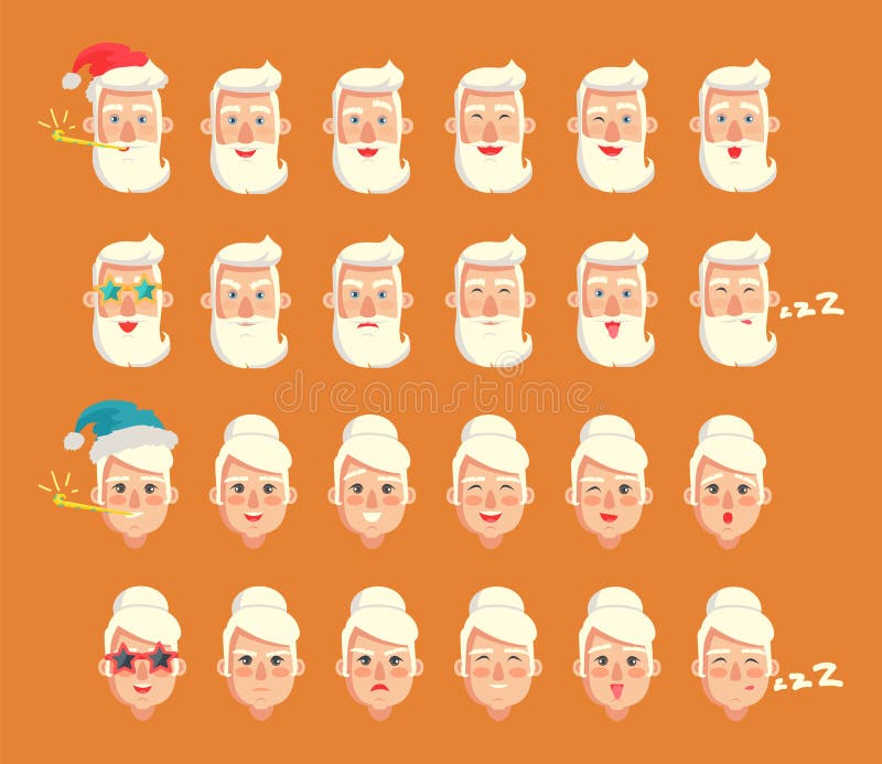 Sistema de la emoción de los abuelos, ejemplo del vector stock de ilustración