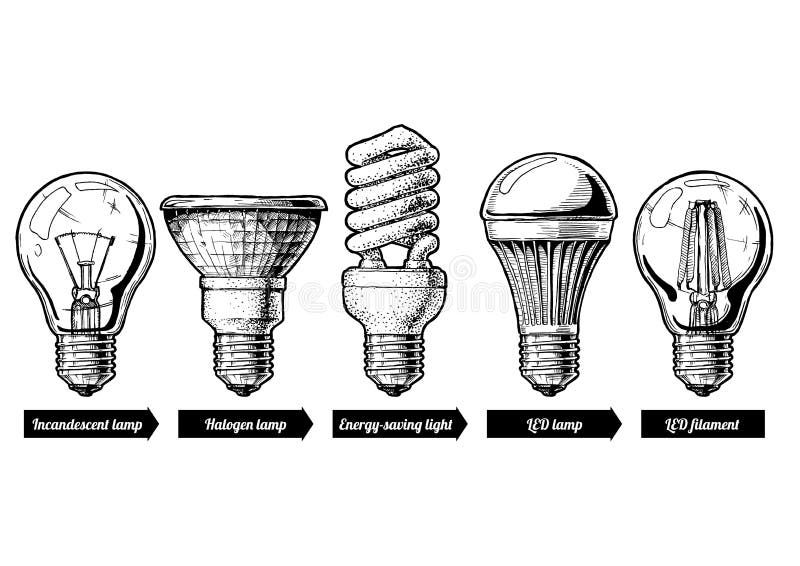 Sistema de la evolución de la bombilla ilustración del vector Sistema de la evolución de la bombilla ilustración del vector