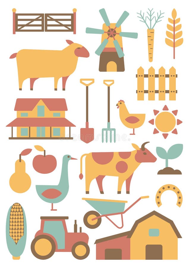 Set of farm related design elements. Set of farm related design elements