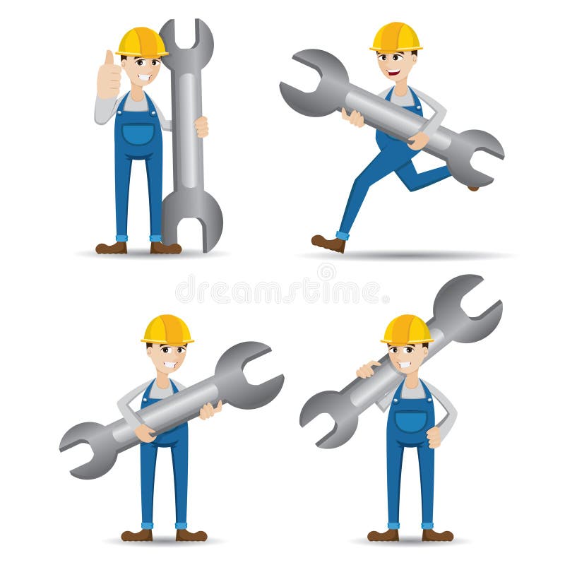 Download Sistema De La Historieta Del Técnico Con La Llave Ilustración del Vector - Ilustración de clip, trabajo: 41900241