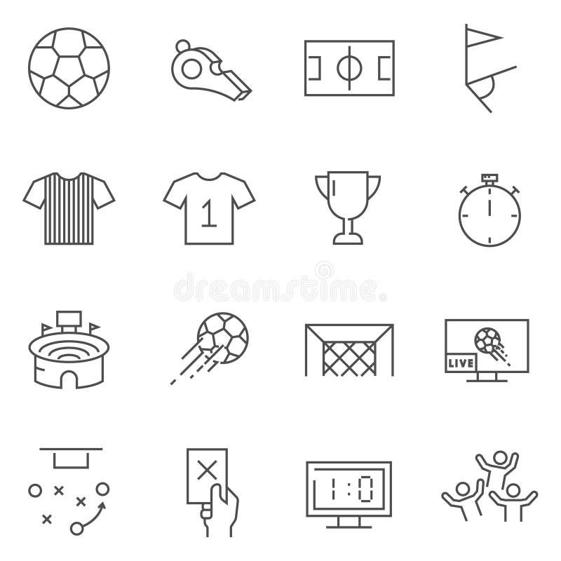 Sistema de la línea iconos del fútbol del vector ilustración del vector Sistema de la línea iconos del fútbol del vector ilustración del vector