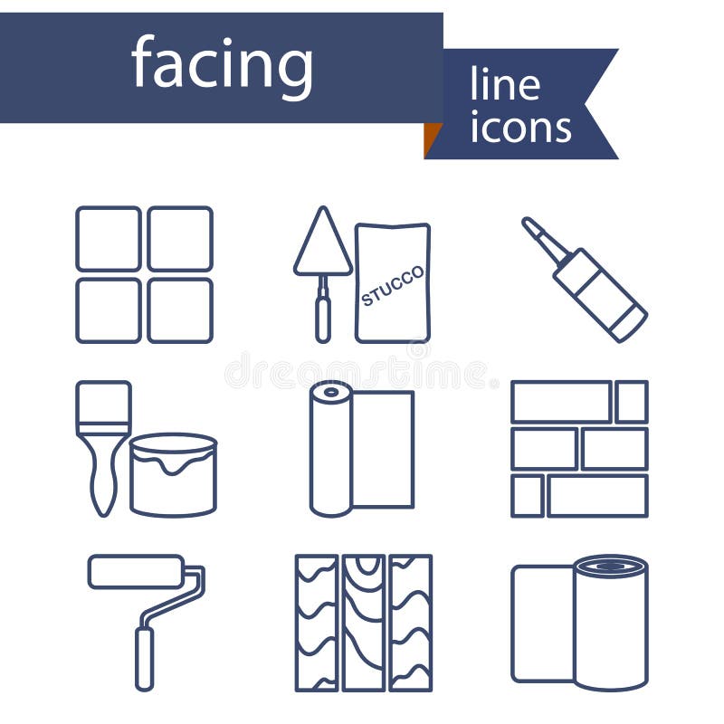 Set of line icons for DIY, finishing materials. Vector illustration. Set of line icons for DIY, finishing materials. Vector illustration.