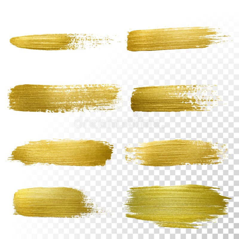 Sistema de la mancha del movimiento de la mancha de la pintura del oro del vector