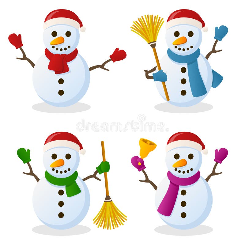 Sistema de la Navidad de la historieta del muñeco de nieve libre illustration Sistema de la Navidad de la historieta del muñeco de nieve libre illustration