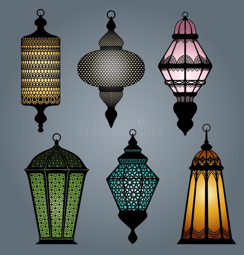 Conjunto de linterna árabe parte 1 stock de ilustración