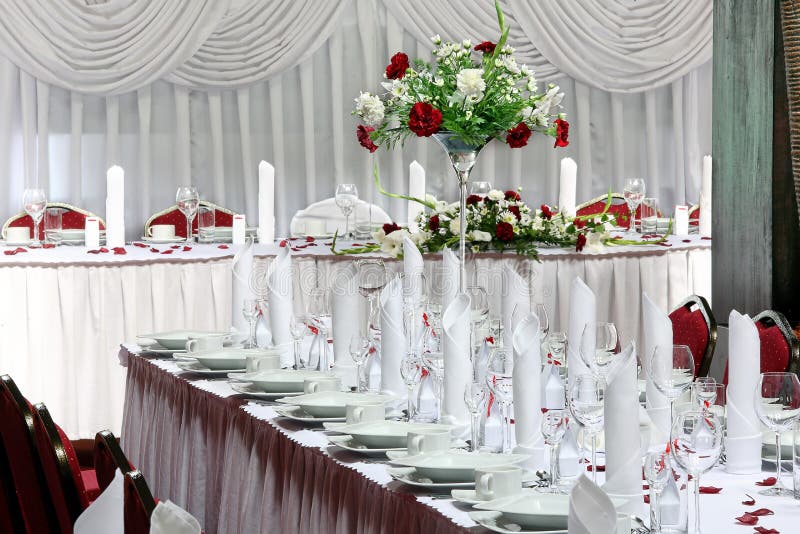 Table set for event party or wedding reception. Table set for event party or wedding reception.