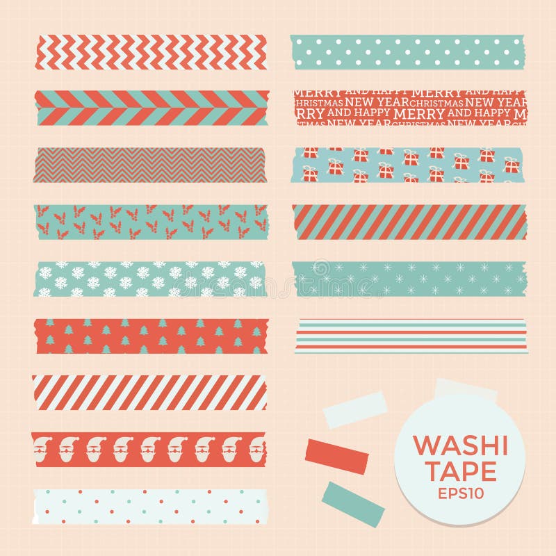 Sistema de las cintas del washi de la Navidad del vintage, cintas, elementos del vector, modelos lindos del diseño ilustración del vector Sistema de las cintas del washi de la Navidad del vintage, cintas, elementos del vector, modelos lindos del diseño ilustración del vector