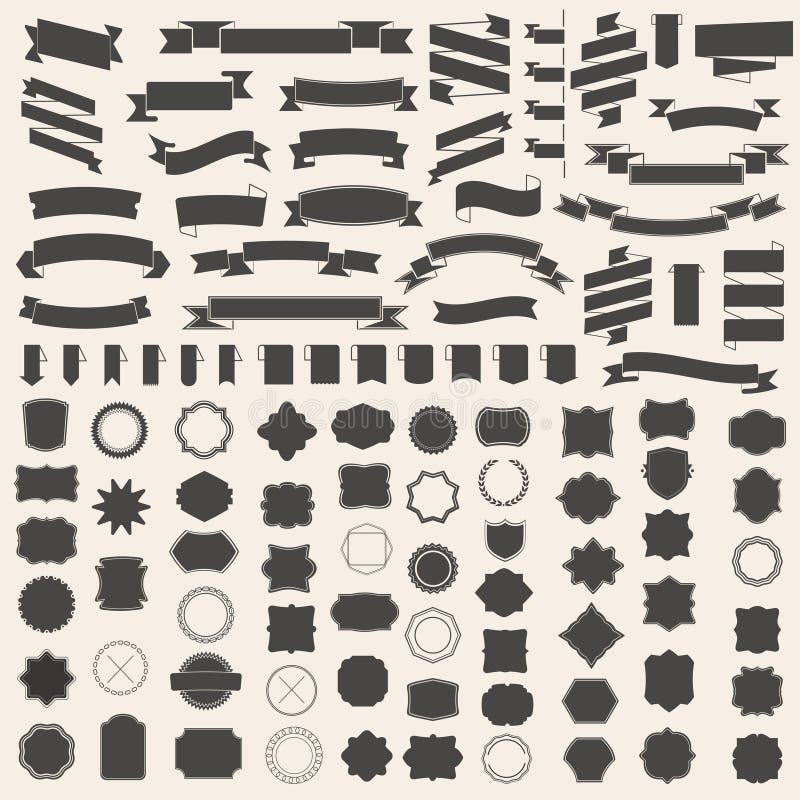 Sistema de las cintas y del bastidor, insignia, etiqueta Plantillas del vector para su diseño ilustración del vector Sistema de las cintas y del bastidor, insignia, etiqueta Plantillas del vector para su diseño ilustración del vector