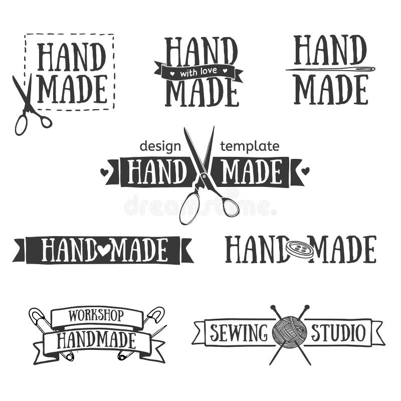 Sistema de las insignias hechas a mano retras del vintage, etiquetas y libre illustration Sistema de las insignias hechas a mano retras del vintage, etiquetas y libre illustration