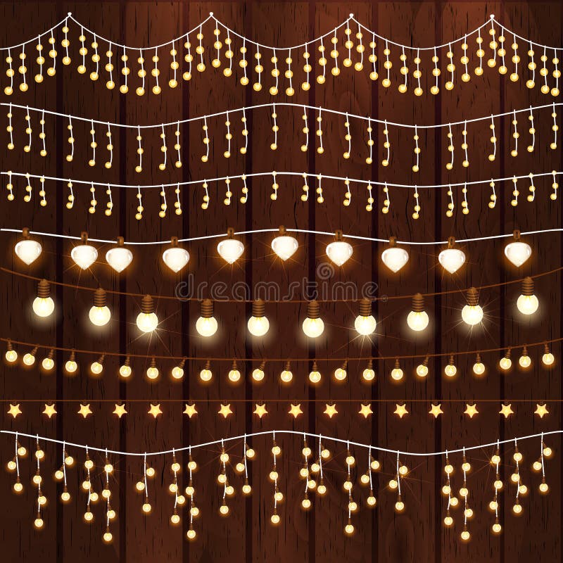 Sistema de las luces de la Navidad que brillan intensamente para el día de fiesta de Navidad libre illustration Sistema de las luces de la Navidad que brillan intensamente para el día de fiesta de Navidad libre illustration