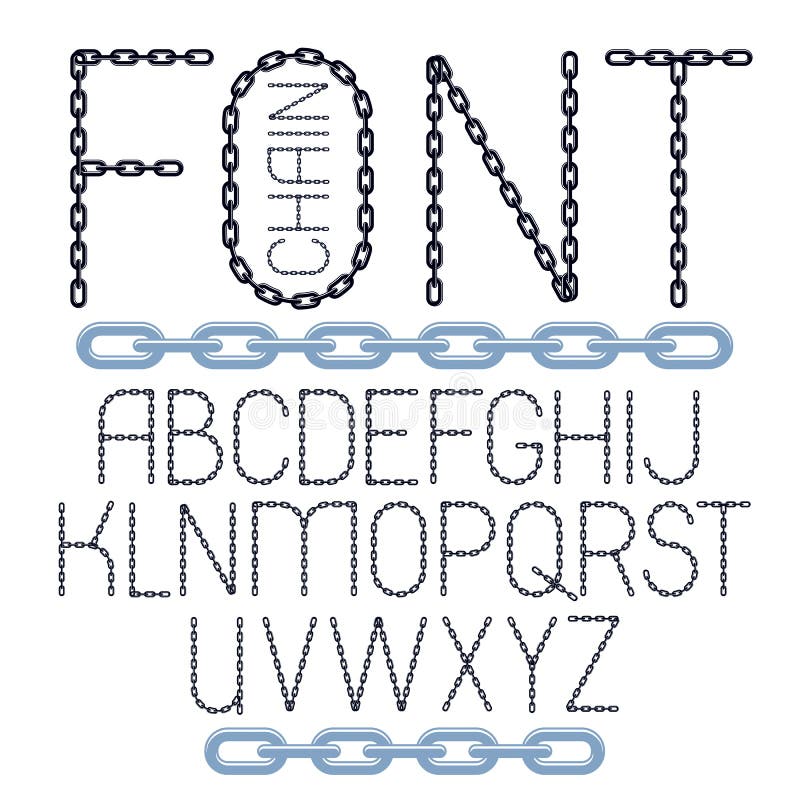 Sistema de letras del alfabeto inglés del vector aisladas Fuente creativa mayúscula hecha con la alambrada de acero libre illustration Sistema de letras del alfabeto inglés del vector aisladas Fuente creativa mayúscula hecha con la alambrada de acero libre illustration