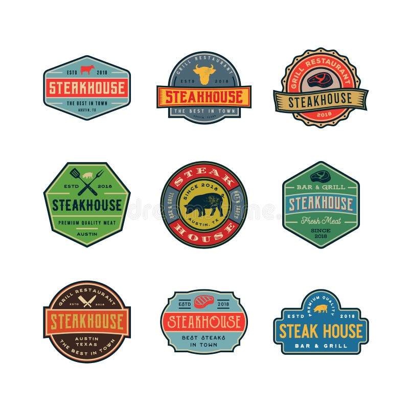 Sistema de logotipos del asador del vintage Ilustración del vector libre illustration Sistema de logotipos del asador del vintage Ilustración del vector libre illustration