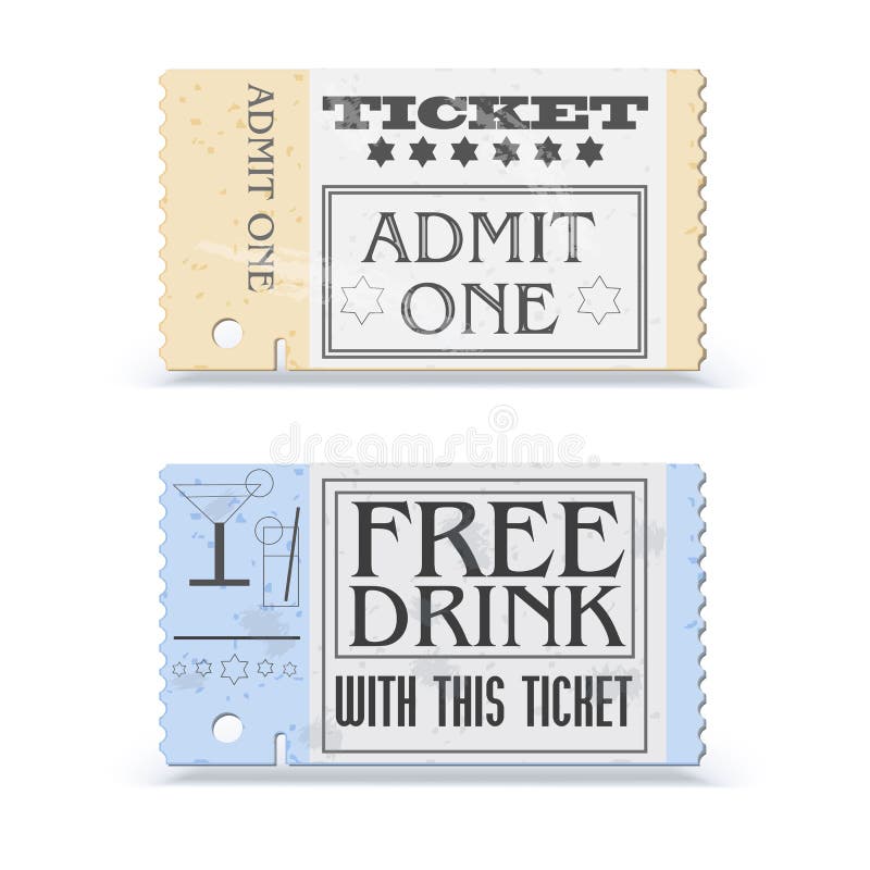 Sistema de los boletos retros o del evento del cine Forma con efecto de la textura y texto del vintage Admita un boleto de la pel libre illustration Sistema de los boletos retros o del evento del cine Forma con efecto de la textura y texto del vintage Admita un boleto de la pel libre illustration