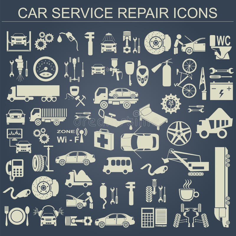Sistema de los elementos de servicio de reparación auto para crear su propio infogr ilustración del vector
