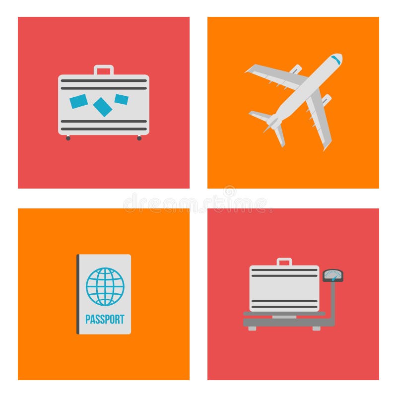 Sistema de los iconos, de las muestras y del símbolo planos del aeropuerto Ilustración del vector libre illustration Sistema de los iconos, de las muestras y del símbolo planos del aeropuerto Ilustración del vector libre illustration