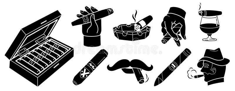 Sistema de los iconos del cigarro, estilo simple