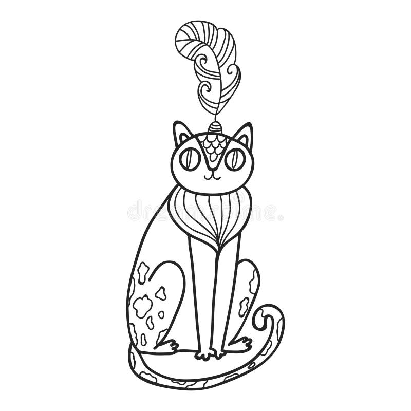 Sistema de Maharajá Garden Gato salvaje Página que colorea libre illustration Sistema de Maharajá Garden Gato salvaje Página que colorea libre illustration