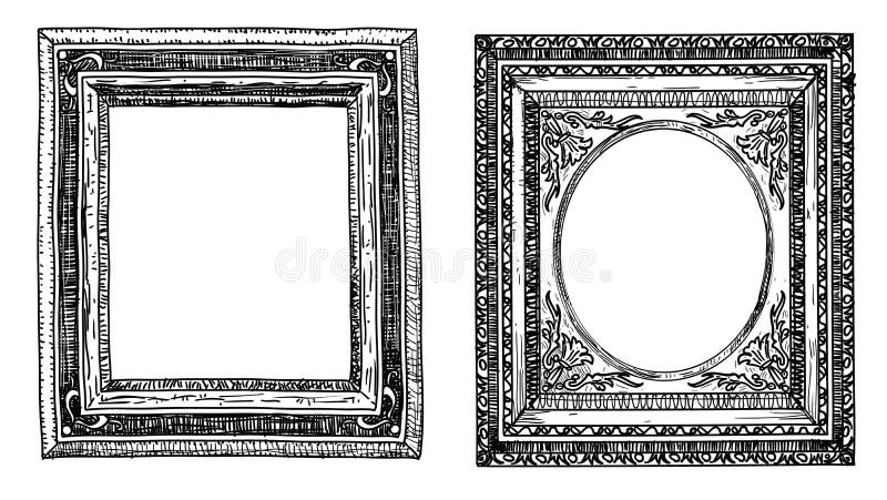 Sistema de marcos dibujados mano stock de ilustración Sistema de marcos dibujados mano stock de ilustración