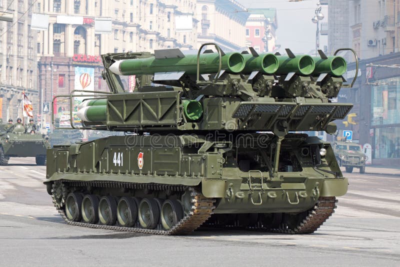 MOSCOW - MAY 07: Dress rehearsal of the 66th Anniversary of Victory Day (WWII) parade rehearse in Red Square on May 7, 2011 in Moscow, Russia. The event is held on May 9, 2011. The Buk missile system 9K37 (SA-11 Gadfly). MOSCOW - MAY 07: Dress rehearsal of the 66th Anniversary of Victory Day (WWII) parade rehearse in Red Square on May 7, 2011 in Moscow, Russia. The event is held on May 9, 2011. The Buk missile system 9K37 (SA-11 Gadfly)