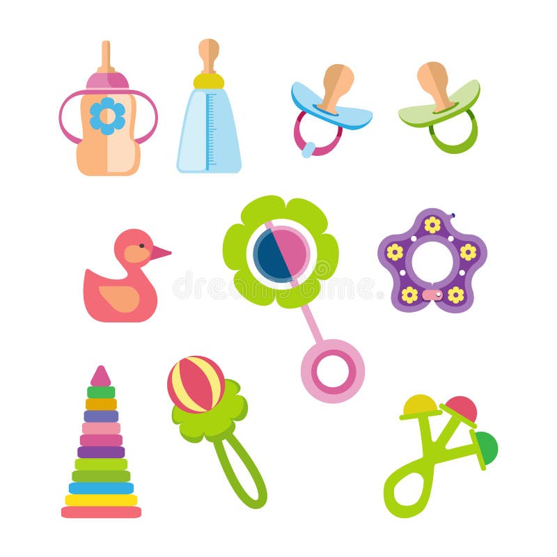 Sistema de niños, de los juguetes de los niños y del concepto de los accesorios libre illustration Sistema de niños, de los juguetes de los niños y del concepto de los accesorios libre illustration