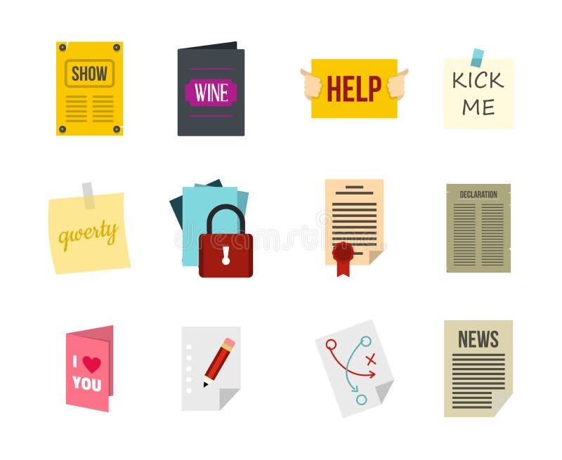Sistema de papel del icono, estilo plano libre illustration Sistema de papel del icono, estilo plano libre illustration