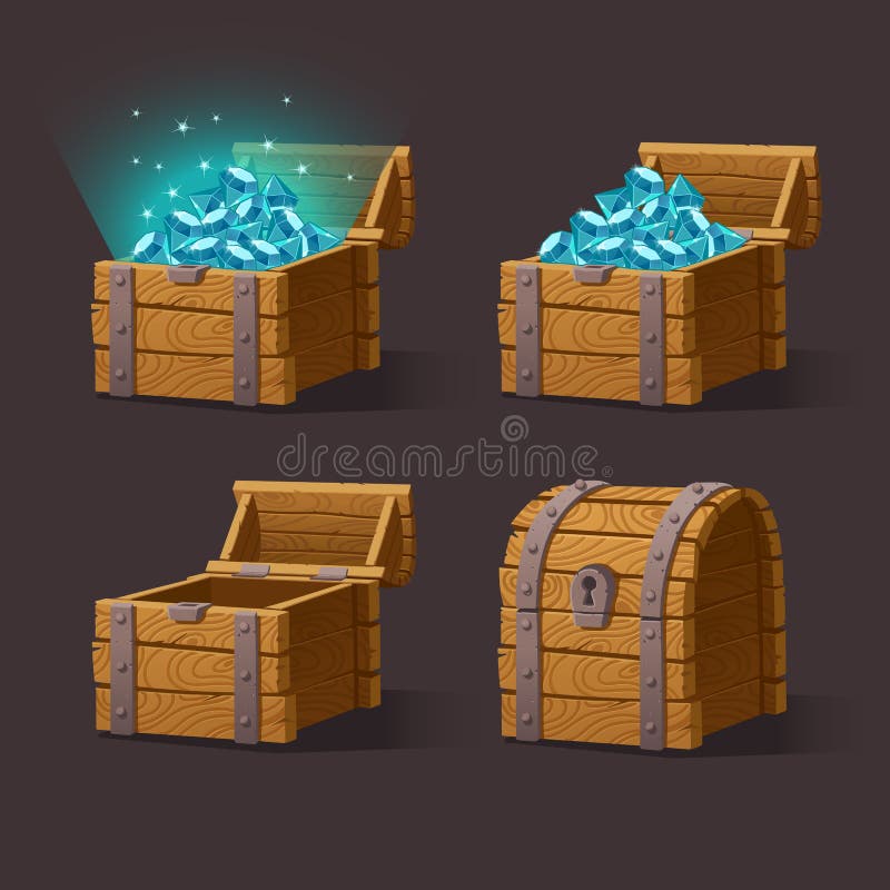 Sistema de pecho de madera para el interfaz del juego stock de ilustración Sistema de pecho de madera para el interfaz del juego stock de ilustración