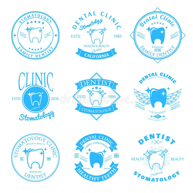 Sistema de plantillas dentales del logotipo de la clínica Vector ilustración del vector Sistema de plantillas dentales del logotipo de la clínica Vector ilustración del vector