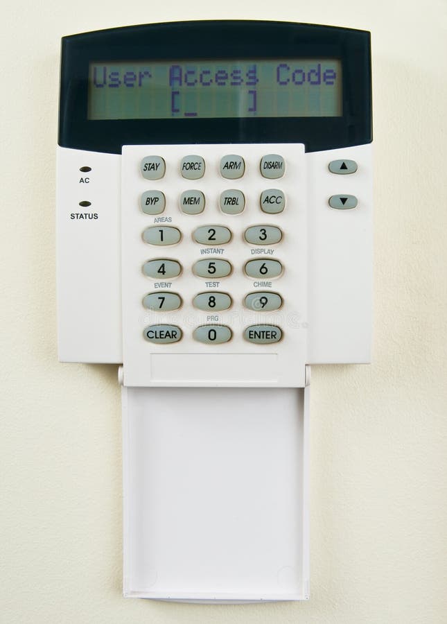 Security system requiring to enter access code. Security system requiring to enter access code