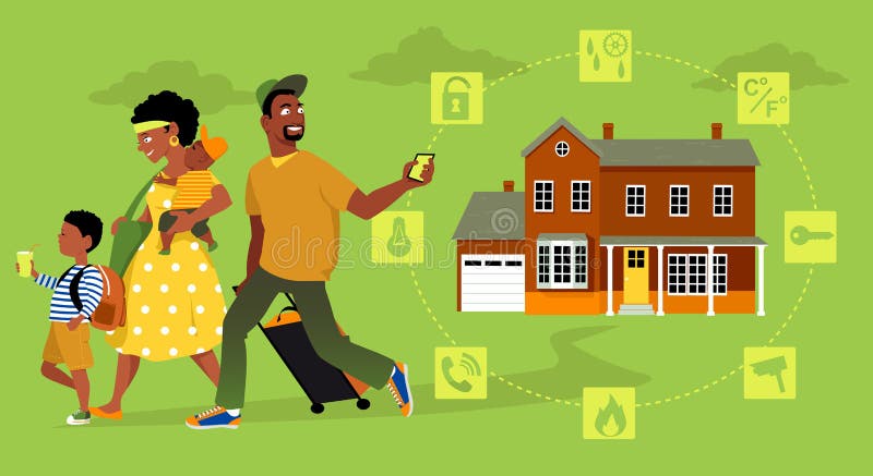 Sistema de seguridad en el hogar para los viajeros ilustración del vector Sistema de seguridad en el hogar para los viajeros ilustración del vector