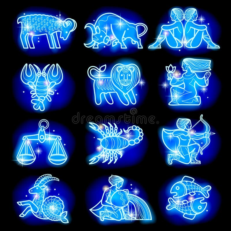 Sistema De Símbolos Zodiacales Ilustración del Vector Ilustración de