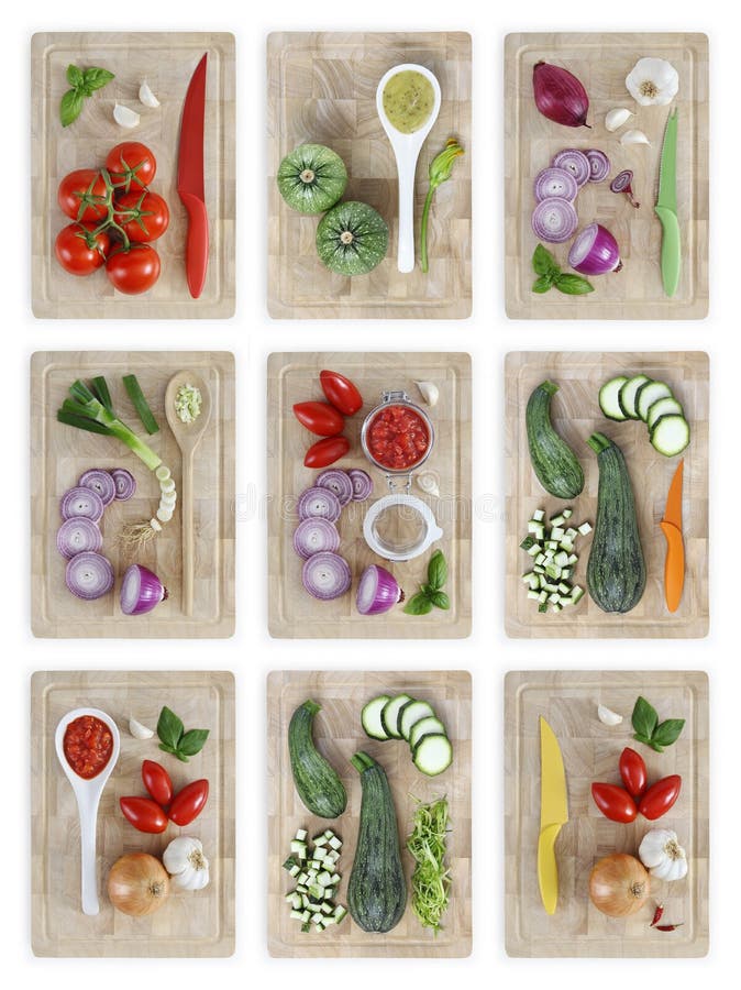 Sistema de tablas de cortar con muchas verduras aisladas en el CCB blanco fotografía de archivo libre de regalías Sistema de tablas de cortar con muchas verduras aisladas en el CCB blanco fotografía de archivo libre de regalías