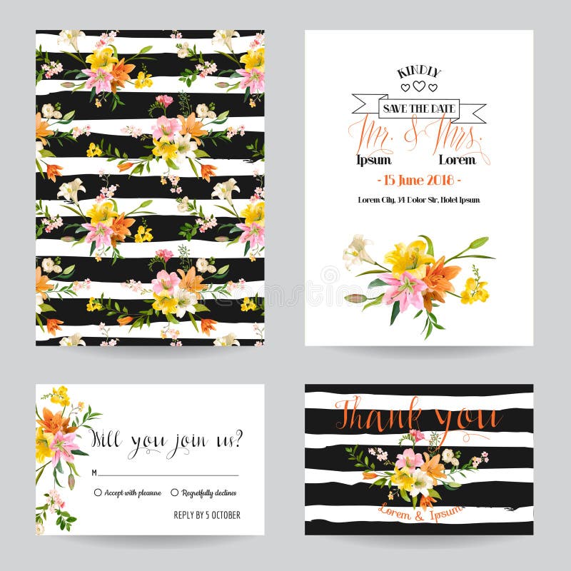 Sistema de tarjeta de la invitación o de la enhorabuena de la boda libre illustration Sistema de tarjeta de la invitación o de la enhorabuena de la boda libre illustration