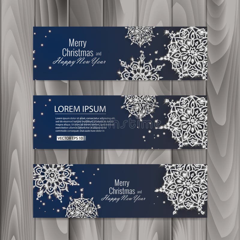 Sistema de tarjeta del vale de regalo de la Navidad Plantilla con los copos de nieve brillantes Ilustración del vector libre illustration Sistema de tarjeta del vale de regalo de la Navidad Plantilla con los copos de nieve brillantes Ilustración del vector libre illustration
