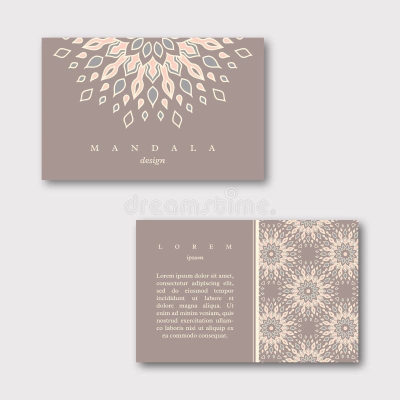 Sistema de tarjetas de visita ornamentales con la mandala y el modelo, visi ilustración del vector Sistema de tarjetas de visita ornamentales con la mandala y el modelo, visi ilustración del vector
