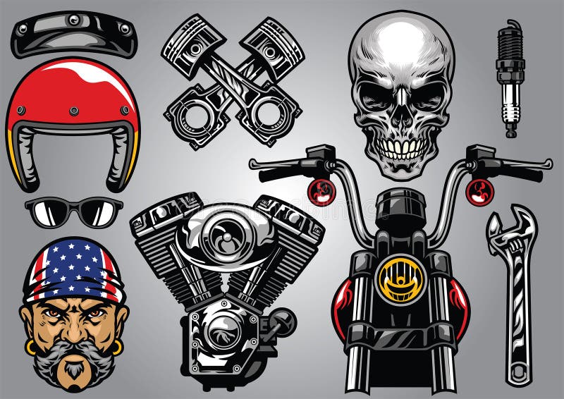Sistema del alto elemento detallado de la motocicleta libre illustration Sistema del alto elemento detallado de la motocicleta libre illustration