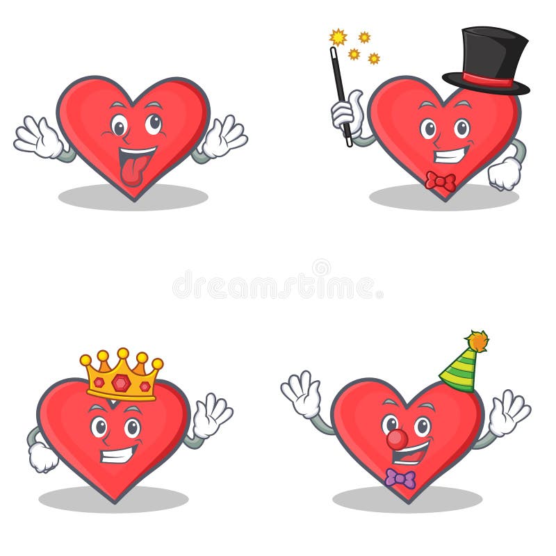 Sistema del carácter del corazón con el payaso loco del rey del mago libre illustration Sistema del carácter del corazón con el payaso loco del rey del mago libre illustration