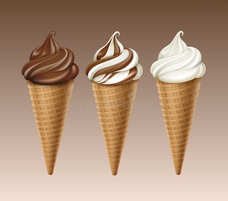 Sistema del cono suave blanco de la galleta del helado del servicio del chocolate
