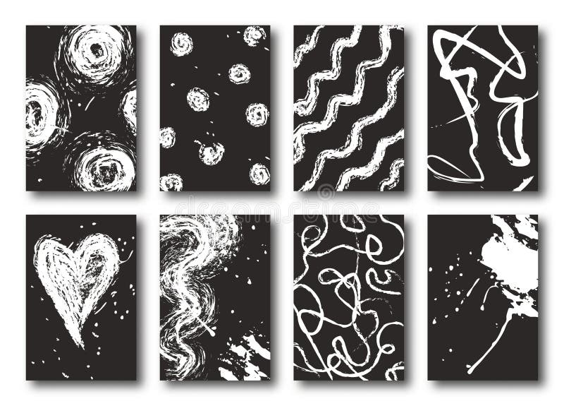 Sistema Del Dibujo Blanco De La Mano De La Tinta En Fondo Negro Colección  Para Su Diseño Ilustración del Vector - Ilustración de color, negro:  110760230
