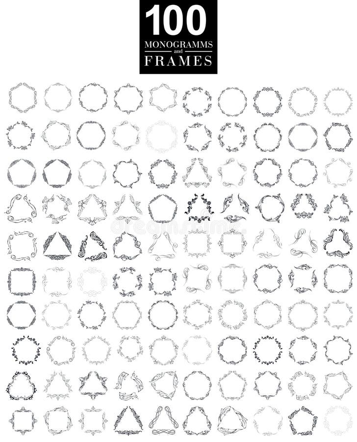 Sistema del diseño elegante del monograma Ilustración del vector stock de ilustración Sistema del diseño elegante del monograma Ilustración del vector stock de ilustración